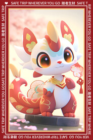 白色卡通龙地垫图案