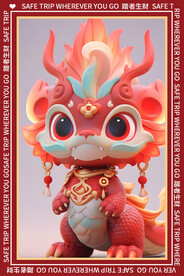 新中式卡通龙地垫图案