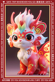 红色3d卡通龙地垫图案