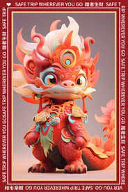 红色龙地垫图案