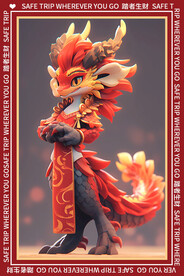 新中式卡通龙地垫图案