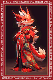 傲娇的3d卡通龙地垫图案