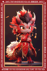 立体卡通龙地垫图案