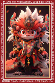 呆萌卡通龙地垫图案