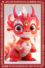 红色龙地垫图案