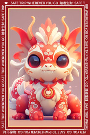 呆萌卡通龙地垫图案