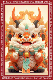 黄色卡通龙地垫图案