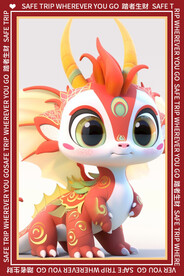 简约红色卡通龙地毯