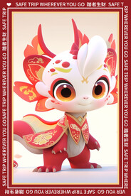 红色卡通龙新年地毯