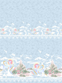 马面裙彩色  白云  暗鹿山峰