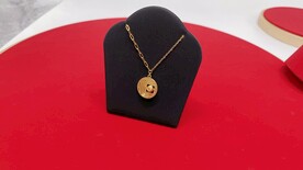 黄金足金转运珠圆盘纯金项链