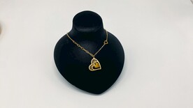 黄金足金心形镂空纯金吊坠项链