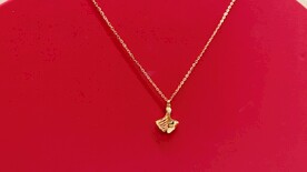 黄金足金银杏拉丝古法纯金吊坠项