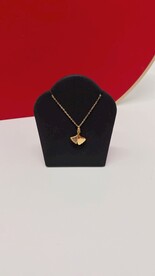 黄金足金银杏拉丝古法纯金吊坠项