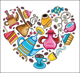 手绘下午茶餐具