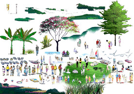 手绘园林植物及配景