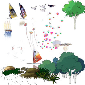 手绘园林植物及配景