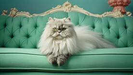 长毛猫手绘插画