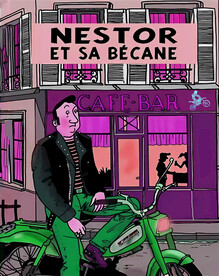 卡通摩托车男人