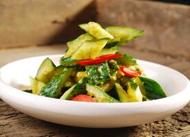 冷榨胡麻油调黄瓜