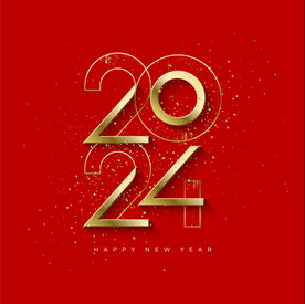 2024年金色矢量数字春节素材