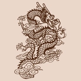 手绘中国龙版画