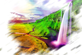 瀑布水墨效果图