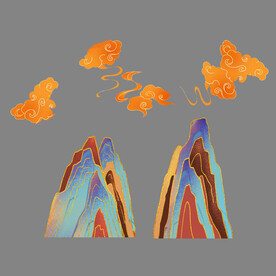 婚礼山峰 层叠山峰 国潮山峰