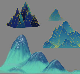 婚礼山峰 层叠山峰 国潮山峰