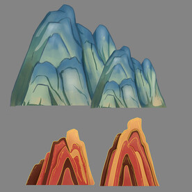 婚礼山峰 层叠山峰 国潮山峰