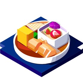 3D食物牛排面包和汤