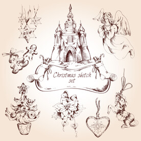 8款圣诞素材手绘图