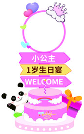 宝宝卡通生日宴引导牌  