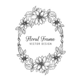 矢量线描植物花卉边框花框