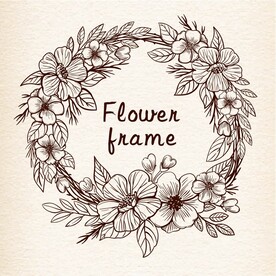 唯美矢量线描花卉花框