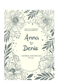 矢量邀请卡线描花卉素材