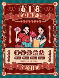 618年中钜惠活动大促复古风格