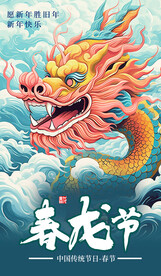  卡通龙年海报