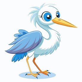 卡通风格的幼小的白鹭