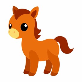 卡通风格的幼小的马