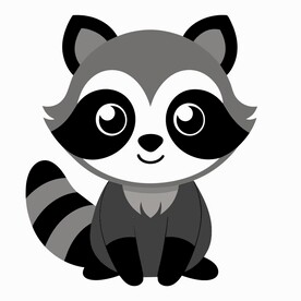 卡通风格的幼小的浣熊