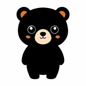 卡通风格的幼小的北美黑熊