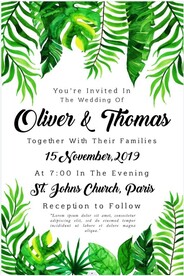 水彩花式婚庆卡