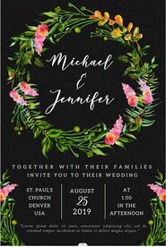 水彩鲜花婚宴邀请卡