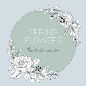 矢量花卉线描花框花环