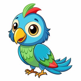 卡通风格的幼小的鹦鹉