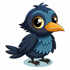 卡通风格的幼小的乌鸦