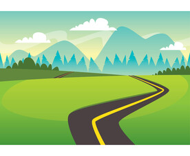 山景与弯曲的道路