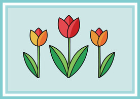 3朵郁金香花朵地垫图案