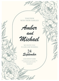 矢量花卉简约婚礼请柬